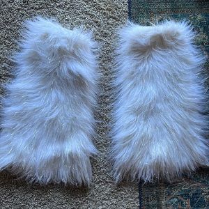 White and silver shimmer rave cyber fluffies - perfect for forest!!